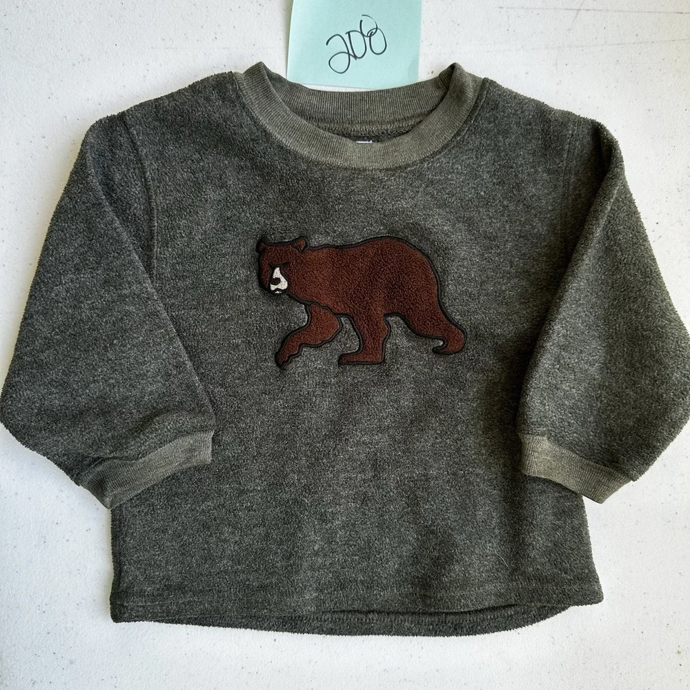 Baby Gap Bear Sweater Green Brown 6-12 Months Toddler Boys Pullover Shirt Top
